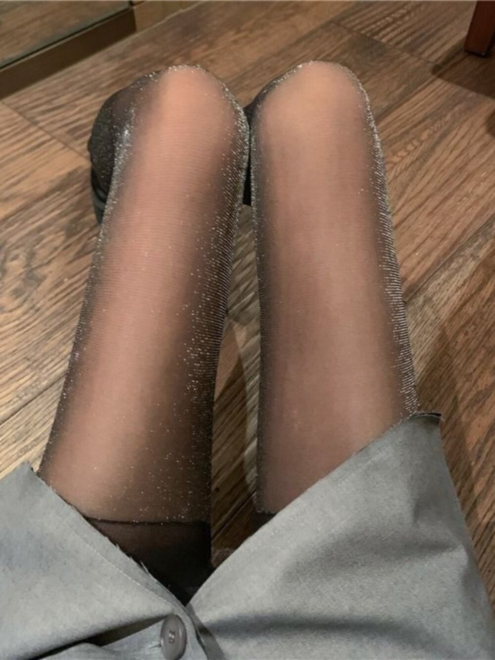 Women's Shimmer Sparkle Reflective Shiny Sheer Black Tights Pantyhose Stockings